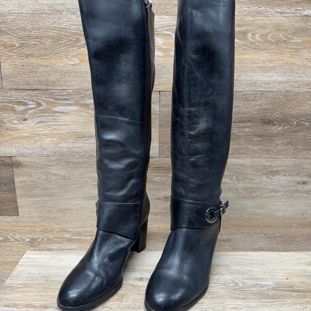 Alex Marie Black Leather Over the Knee Boot Women's Size 7